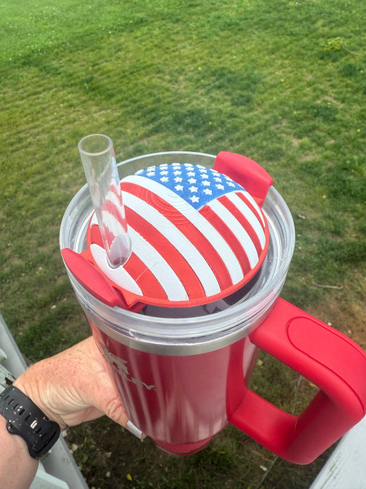 40 oz 3D Printed American Flag Stanley Toppers