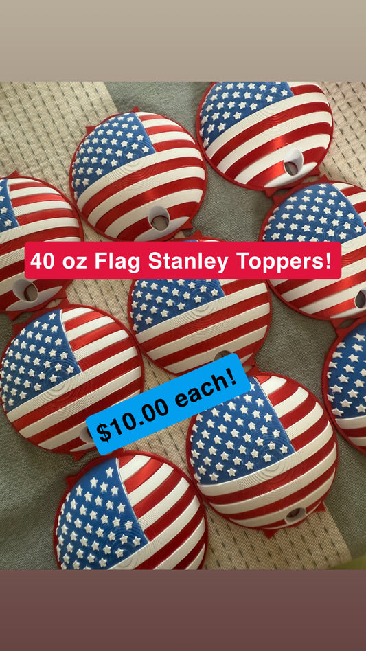 40 oz 3D Printed American Flag Stanley Toppers