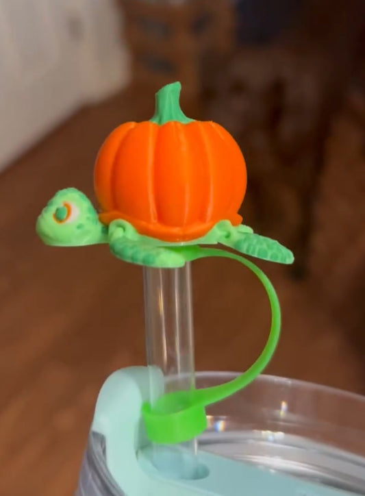 Pumpkin turtle straw topper