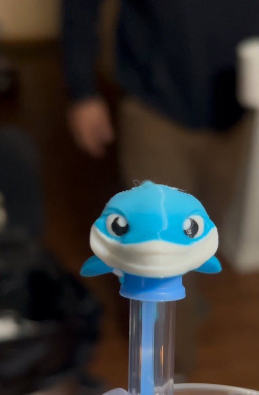 Blue shark straw topper