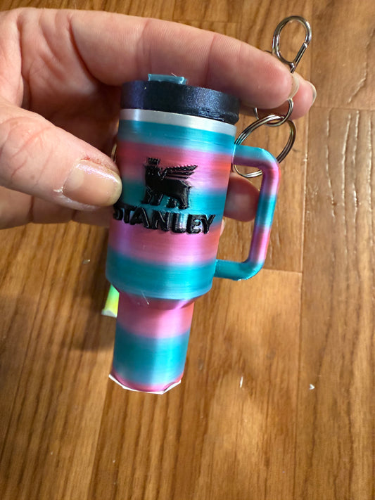 Tumbler/ Chapstick Keychain (pink teal silk)
