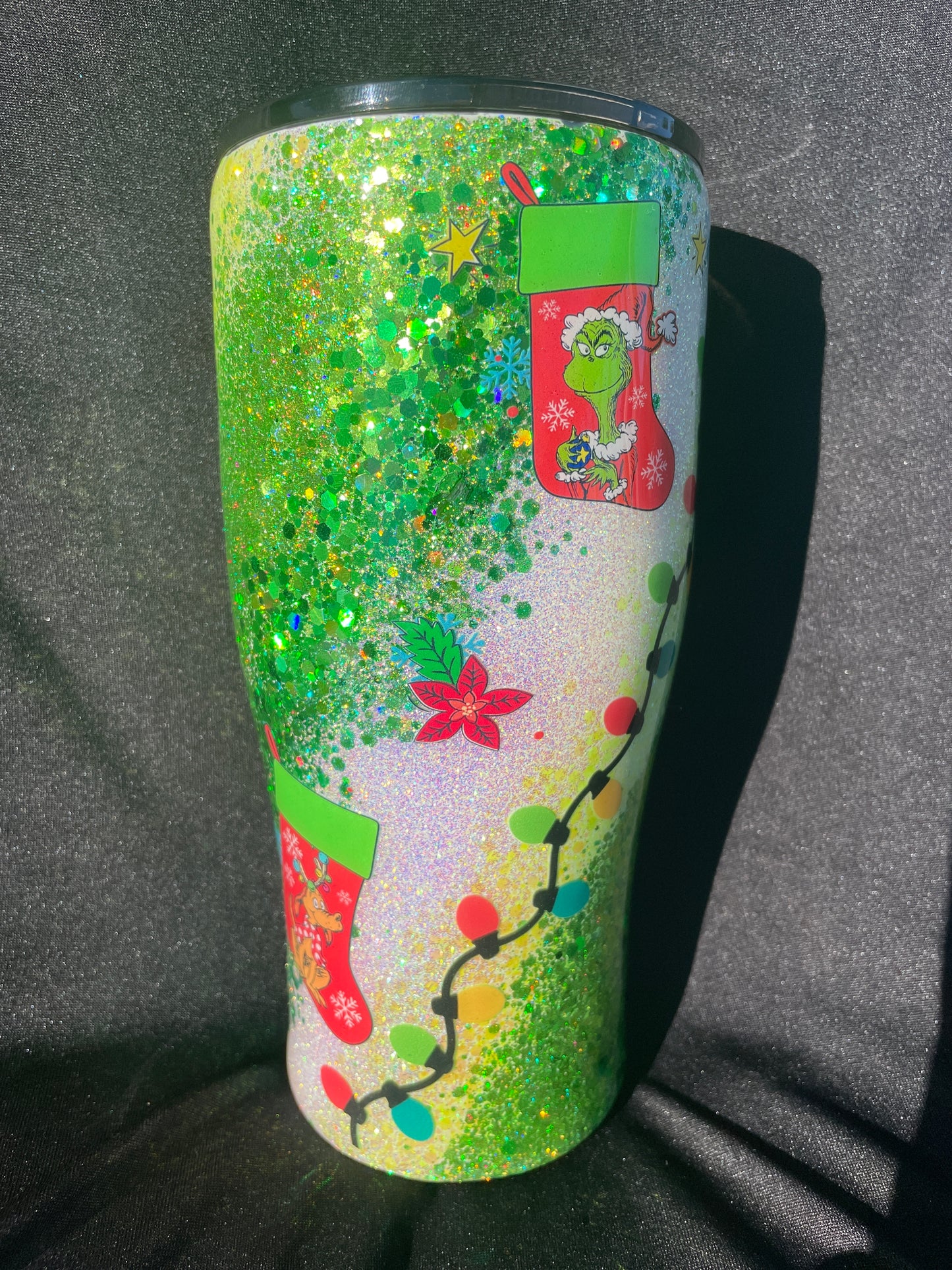 24 oz Mean Green Christmas Swirl tumbler