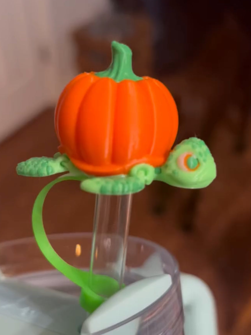 Pumpkin turtle straw topper