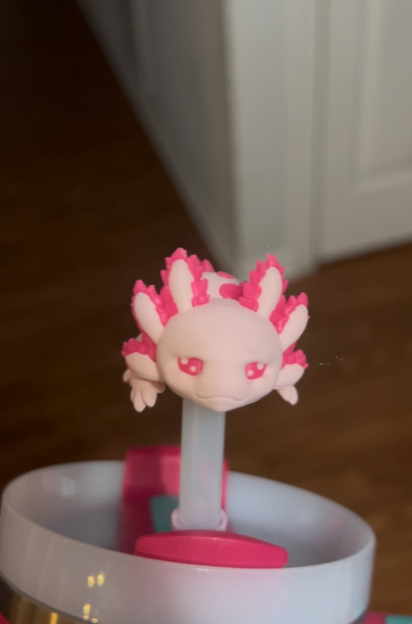 Pink axolotl straw topper