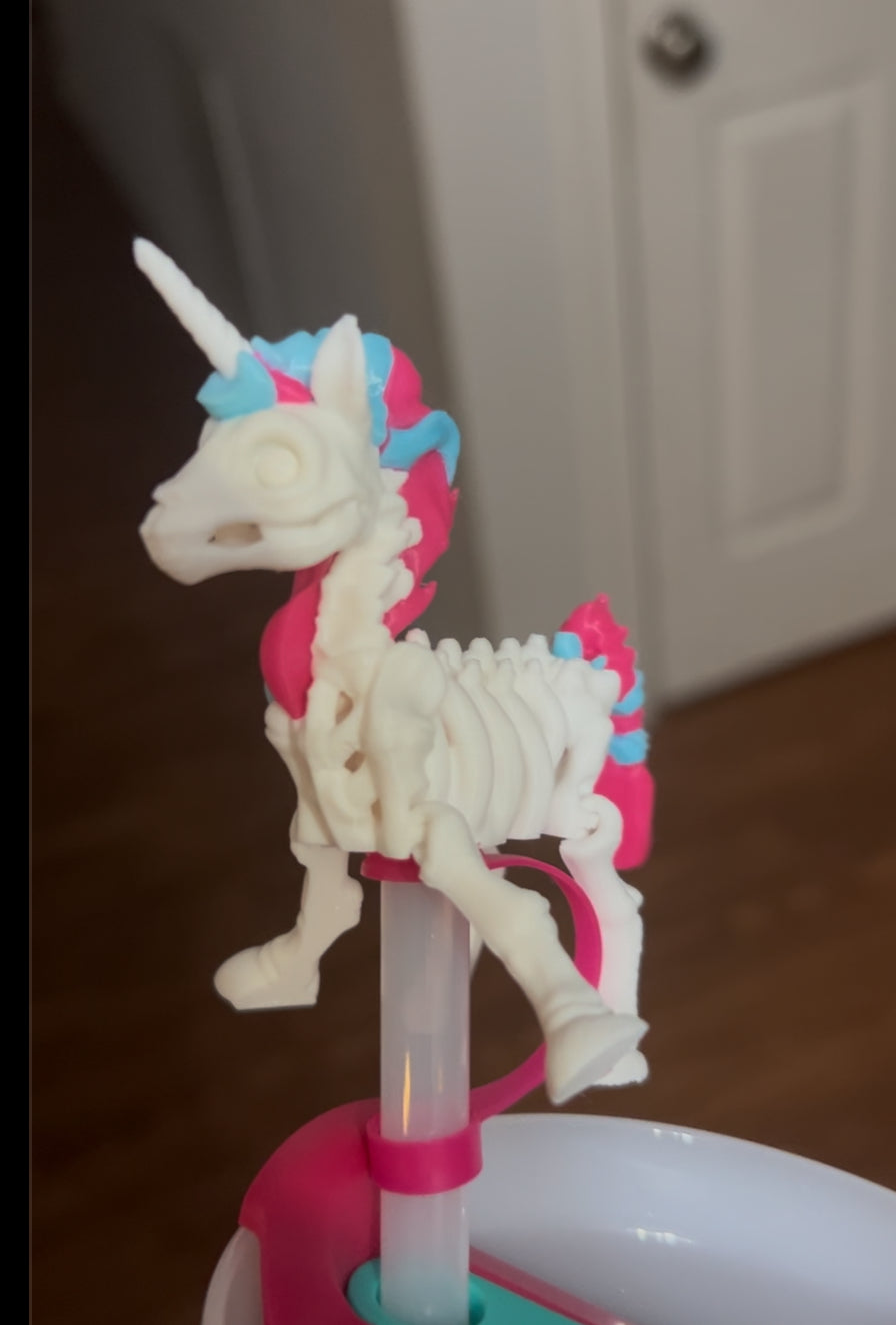 Skeleton unicorn straw topper