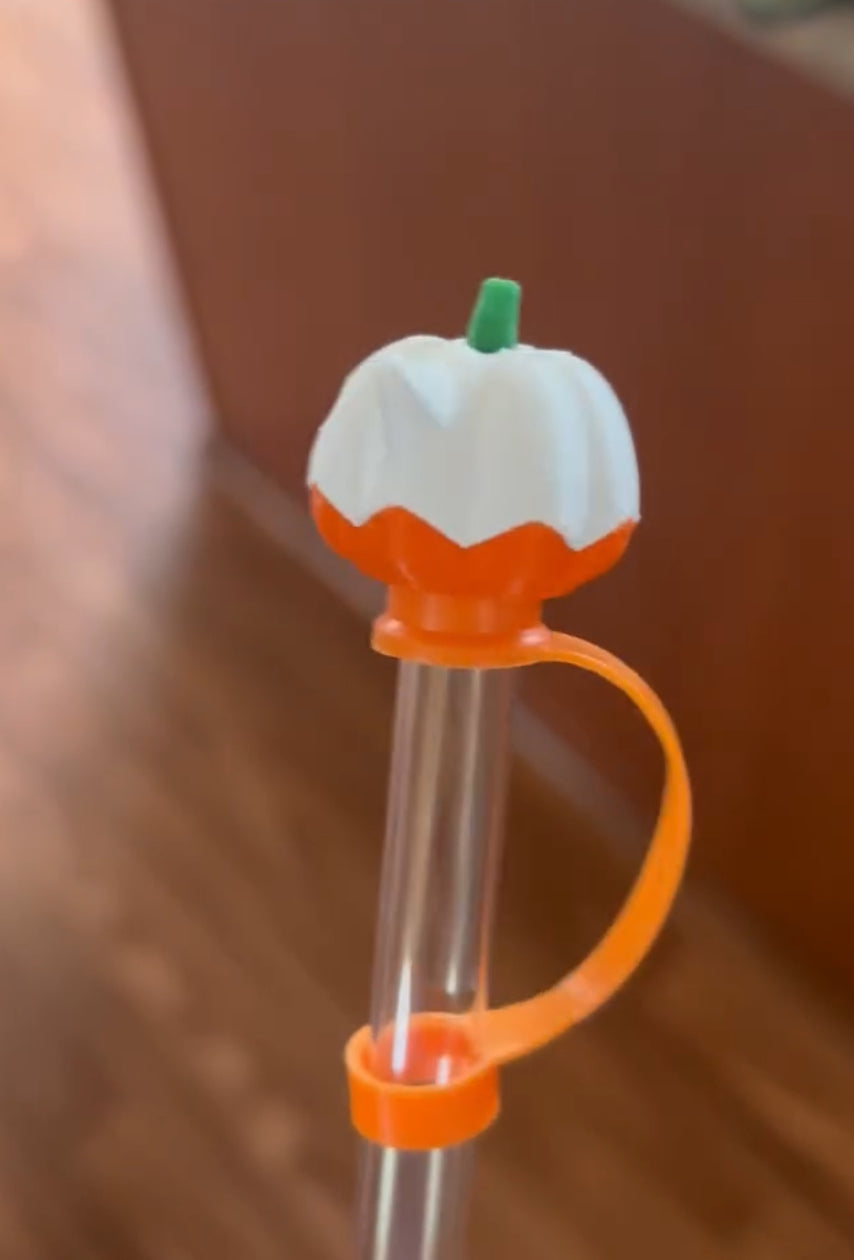 Ghost pumpkin straw topper