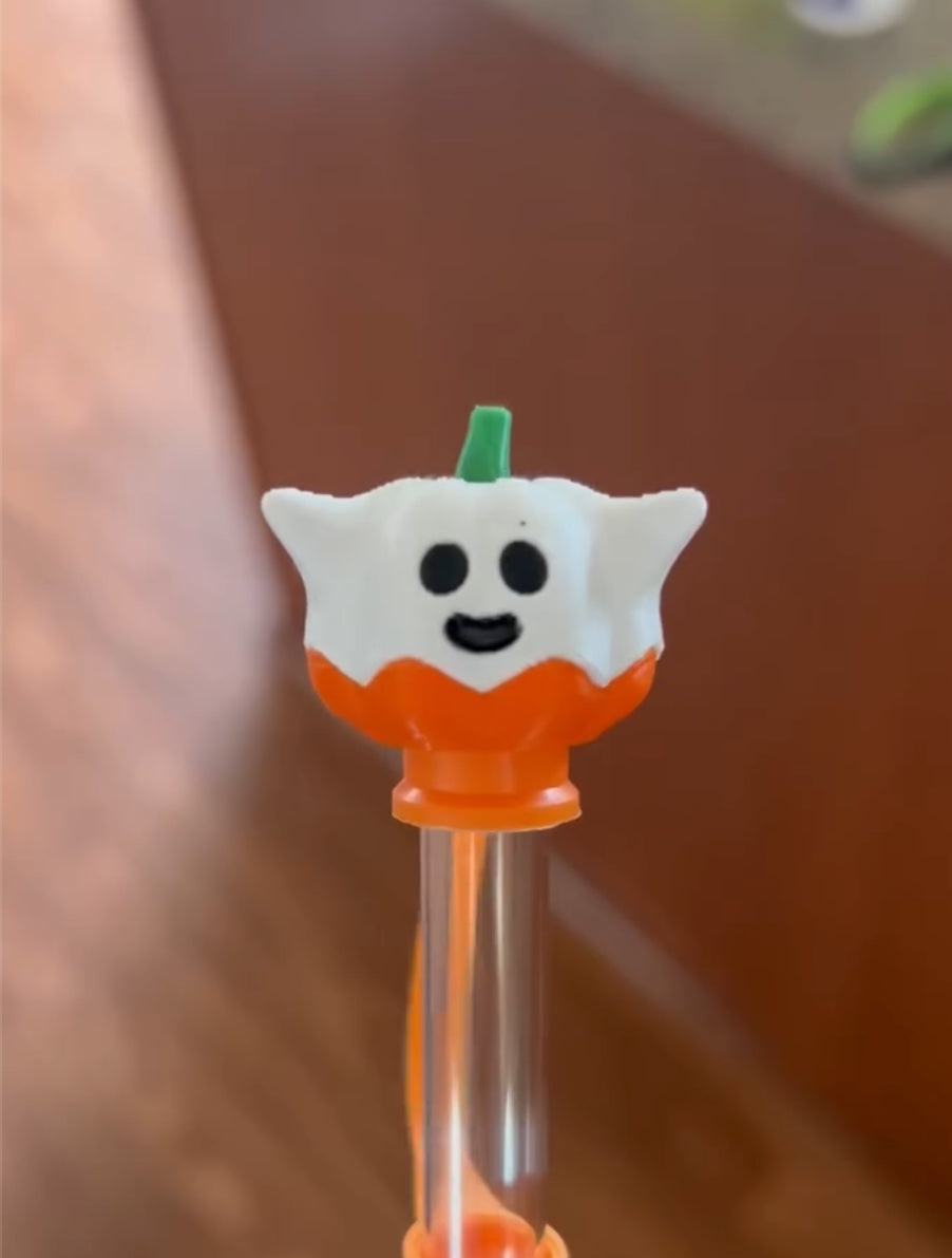 Ghost pumpkin straw topper