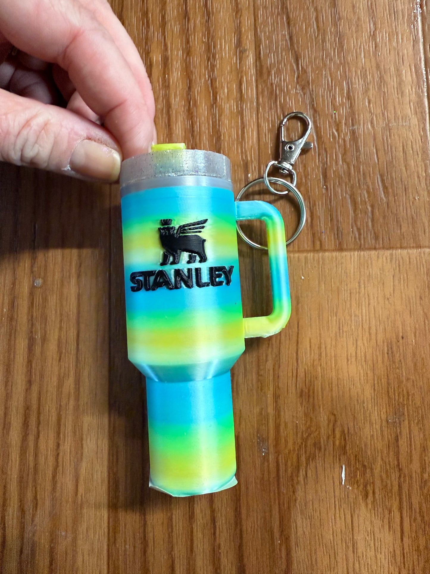 Tumbler/ Chapstick keychain (green/blue/yellow)