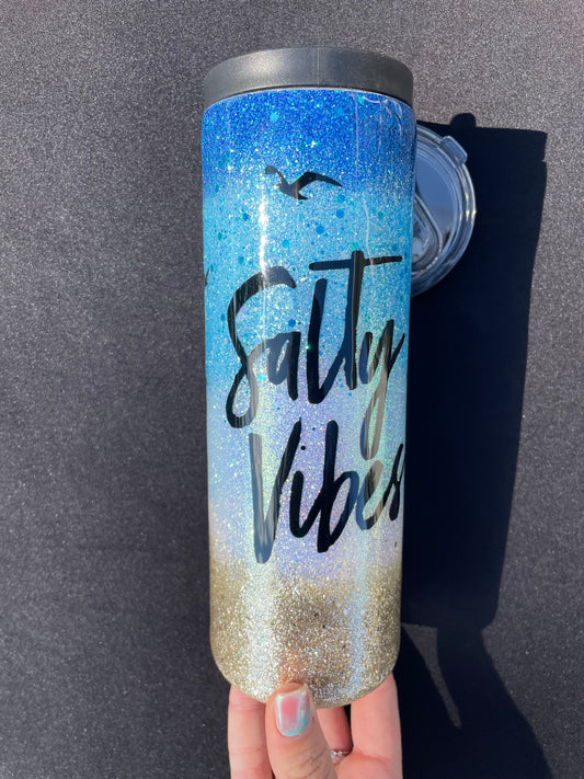 Salty Vibes beach theme 20 oz flip top (b1c61)