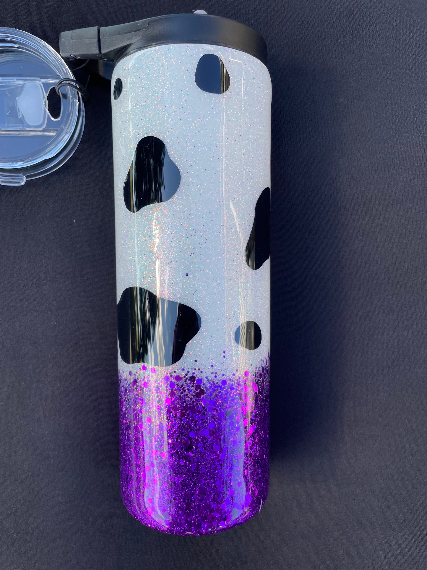 Cow Print and Purple Glitter 20 oz (B2)