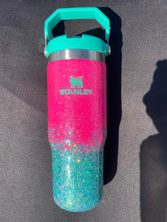 (10) Passion Pink/teal 30 oz FlipTop Stanley