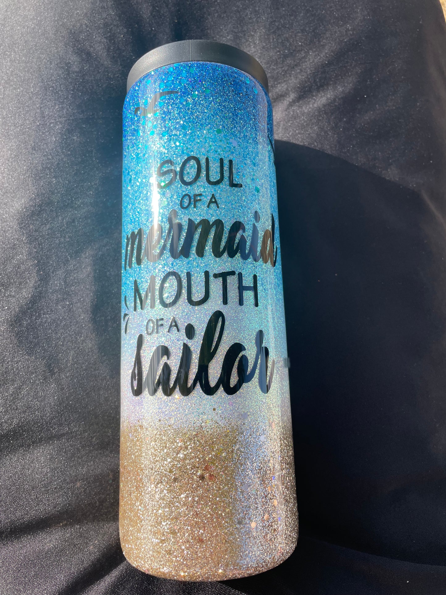 Soul of a mermaid 20 oz skinny flip straw (B4C29)