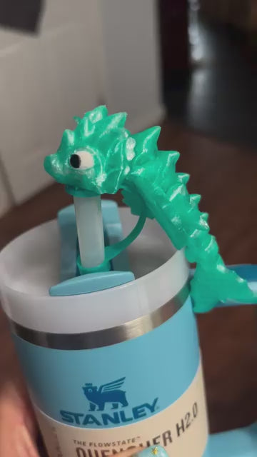 Teal wyvern straw topper