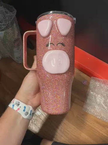 24 oz 3D Piggy w/ handle