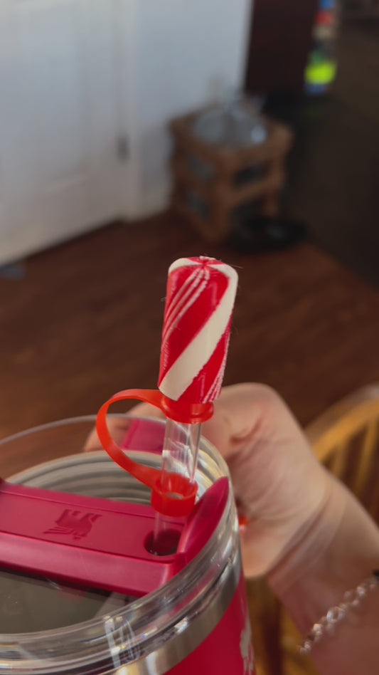 Candy cane straw topper