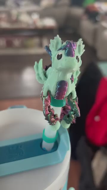 Teal and Tri hippocampus straw topper