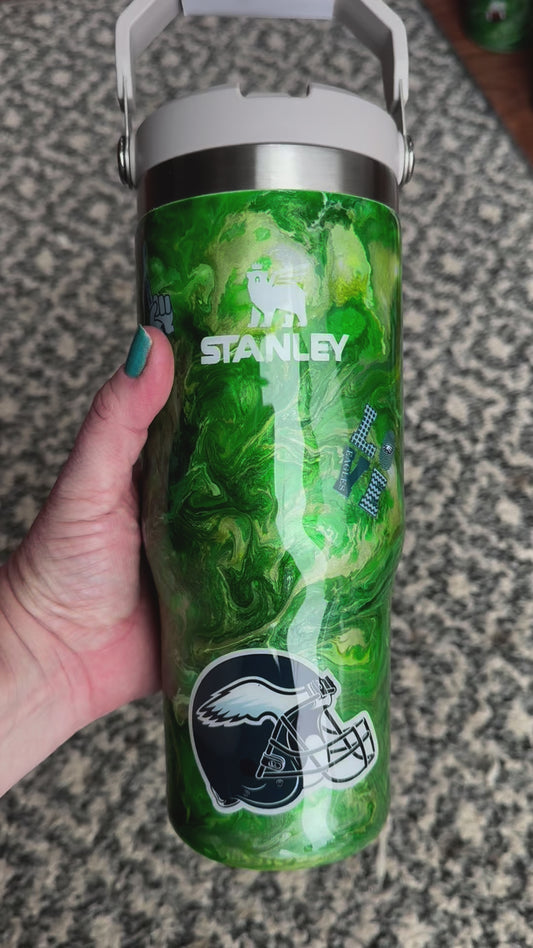 30 oz Stanley Fliptop- Eagles collage/ grey lid (43)