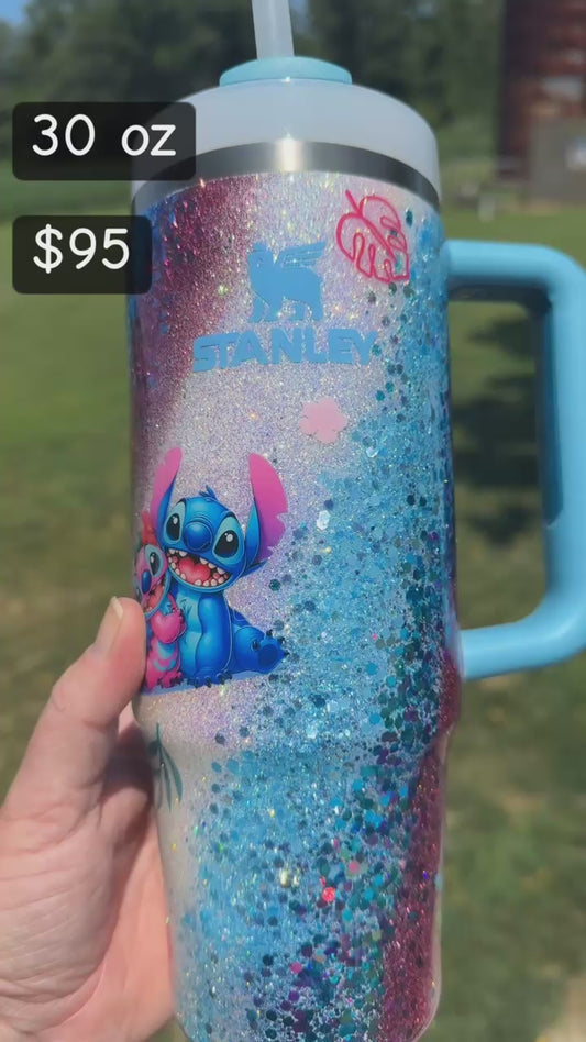30 oz Authentic Stanley- Blue Alien Lt Blue Pink Swirl