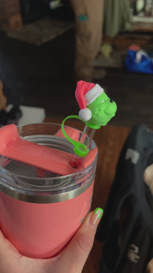 Green man with pink hat straw topper