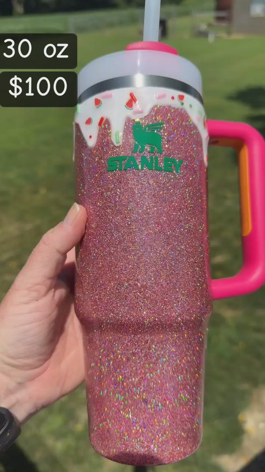 30 oz Authentic Stanley Pink holographic w/ watermelon drip