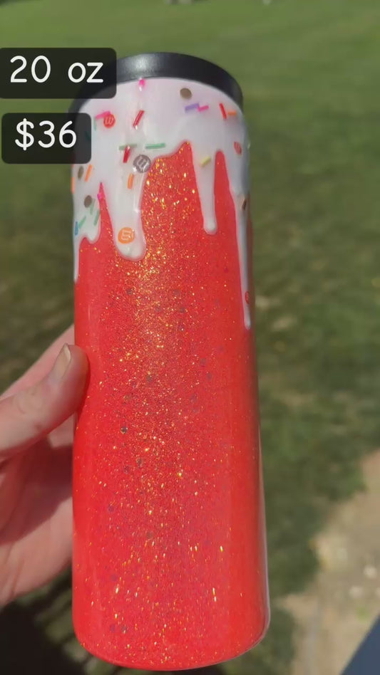 20 oz. Hot Coral w/ candy drip hydroflask
