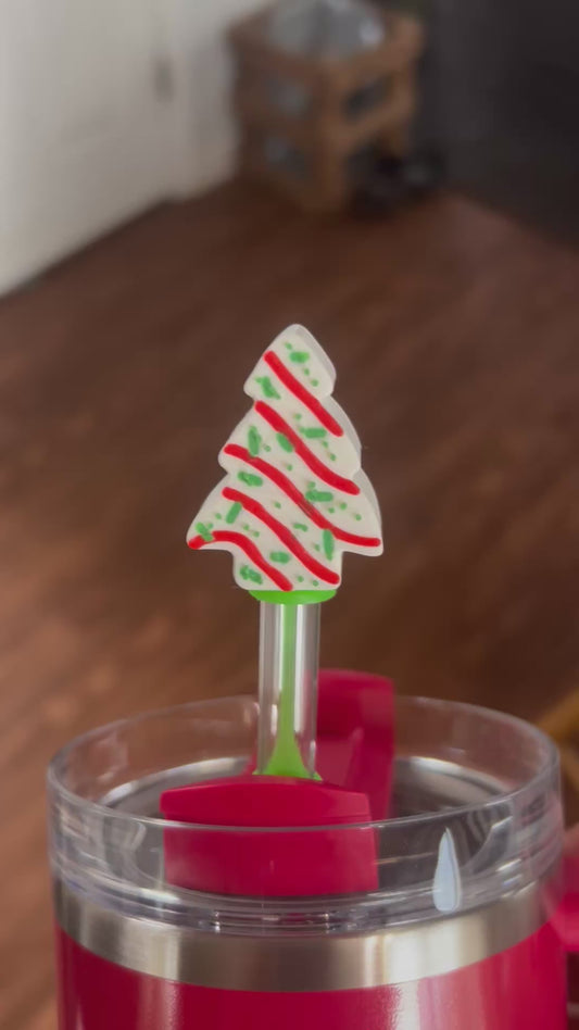 Christmas tree cake straw topper