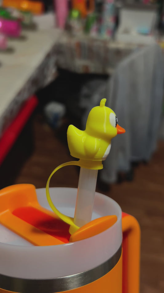 Yellow duck straw topper