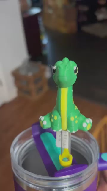 Dino straw topper