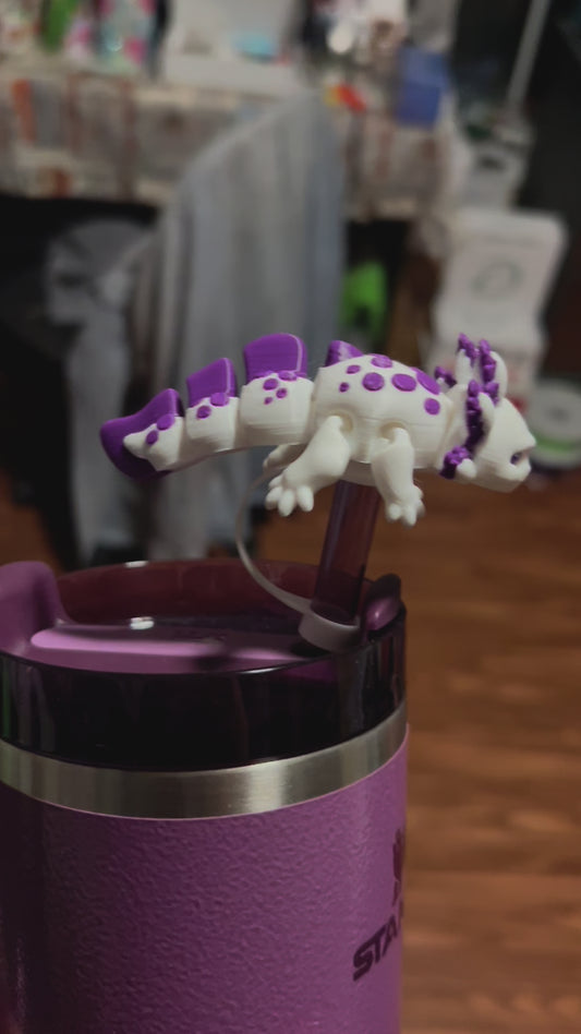 Purple axolotl straw topper