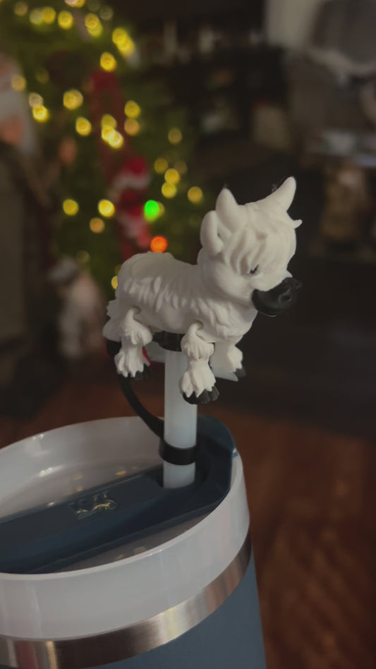 White highland cow straw topper