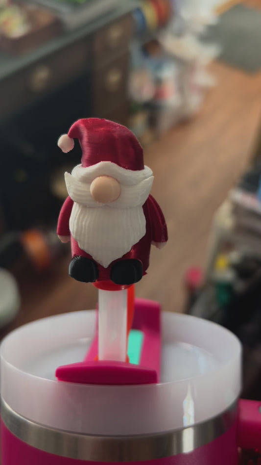 Christmas gnome straw topper