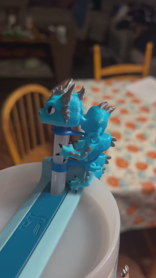 Blue and gray dragon straw topper