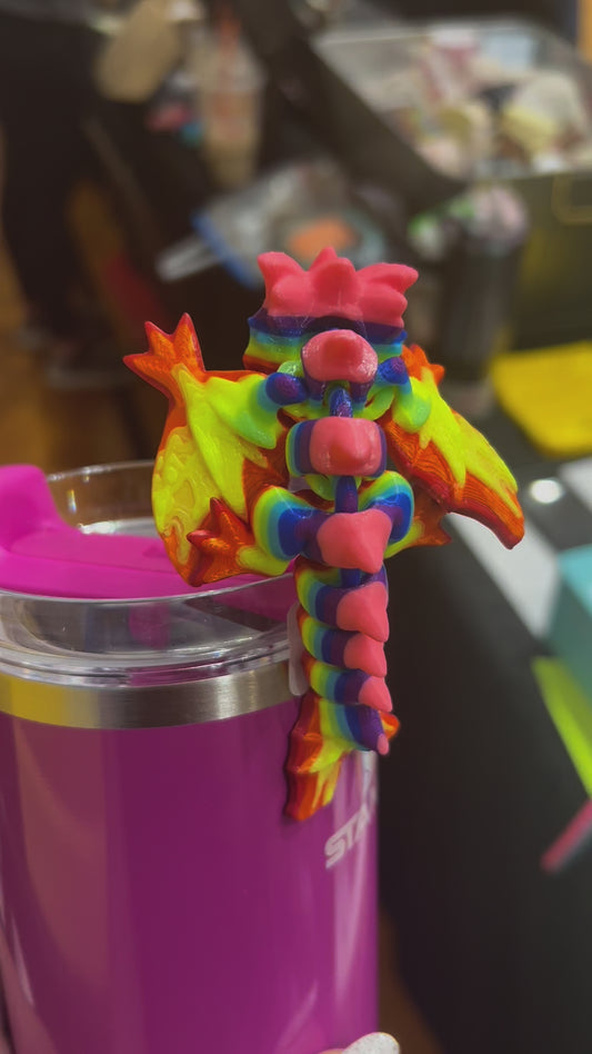 Rainbow wyvern straw toppers