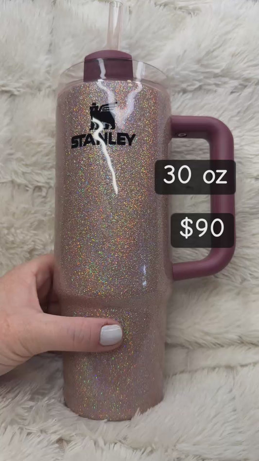 30 oz Authentic Custom Holographic Pink Stanley