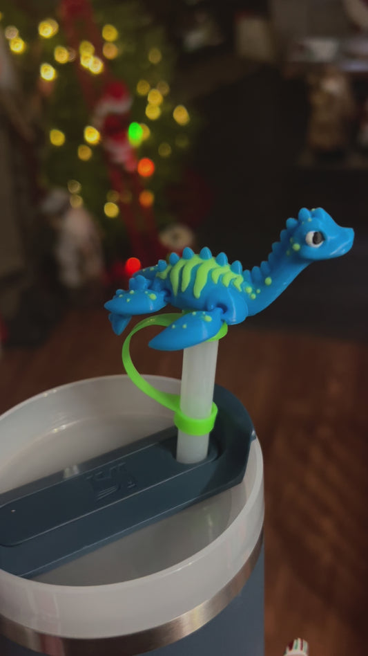 Blue/ green lockness monster straw topper