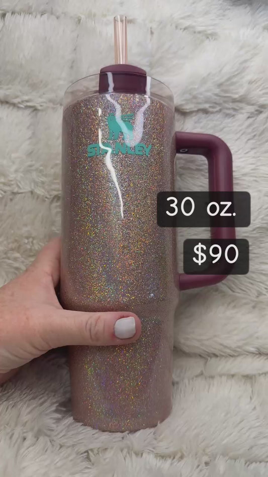 30oz Custom Holographic Pink Stanley